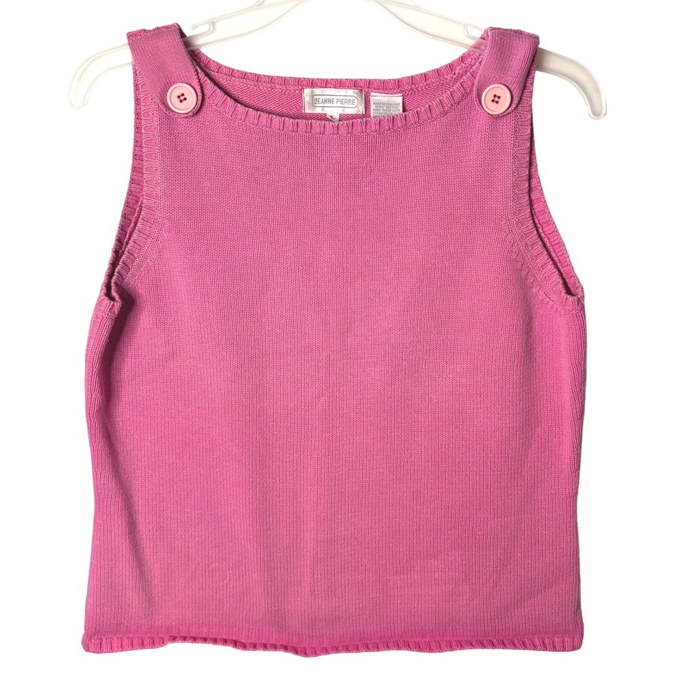 Jeanne Pierre Sleeveless Sweater Womens M Pink Knit Cotton Capsule Soft Girl